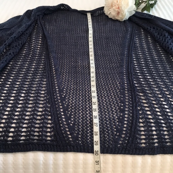 Lane Bryant Open Stitch Open Front Crochet Knit Navy Blue Cardigan Size 26/28 - Picture 9 of 12